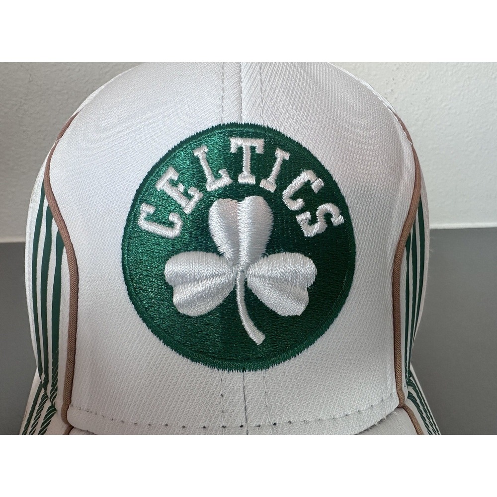 White Boston Celtics Hat Cap Fitted Mens OSFM  NBA Adidas Modern Active Wear - Picture 6 of 15